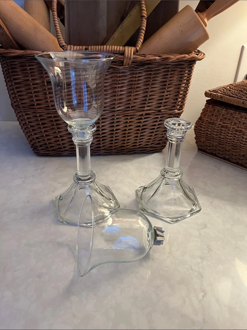Vintage Home Interiors glass candle holders with peg votive cups holders